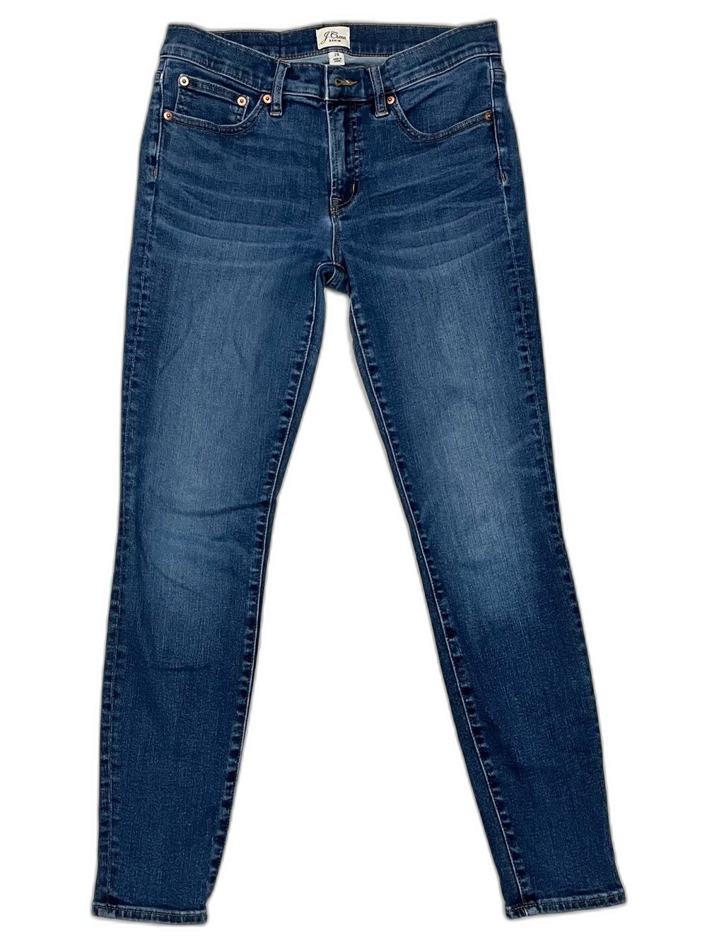 J. Crew 8” Toothpick Dark Wash Denim Women’s Zip Up Skinny Jeans Size 28
